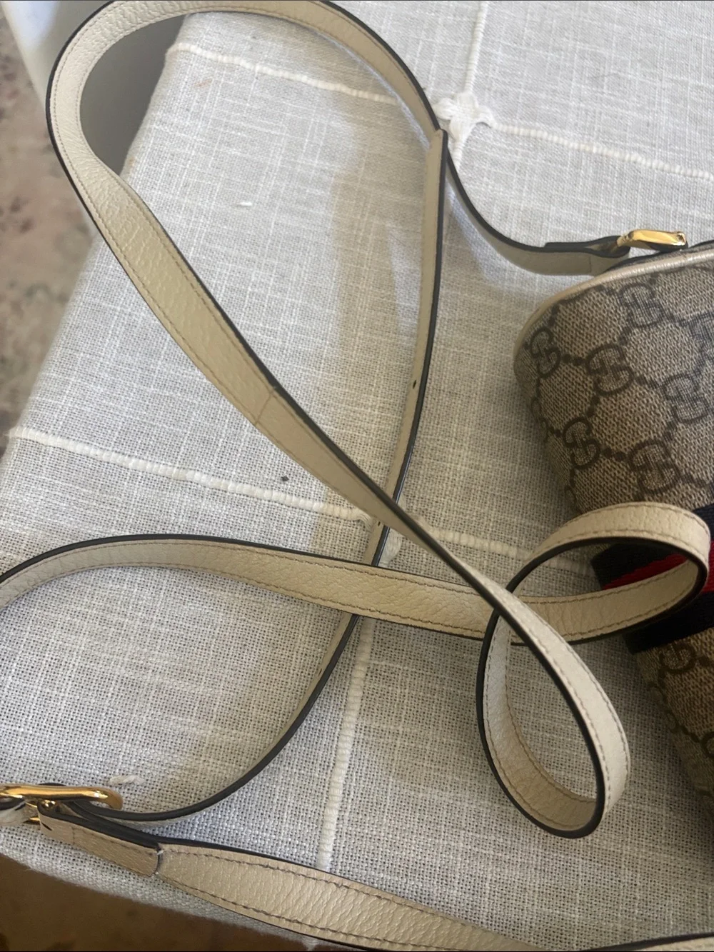 Gucci Beige GG Canvas Crossbody with Red and Blue Web Stripe - Picture 4 of 4